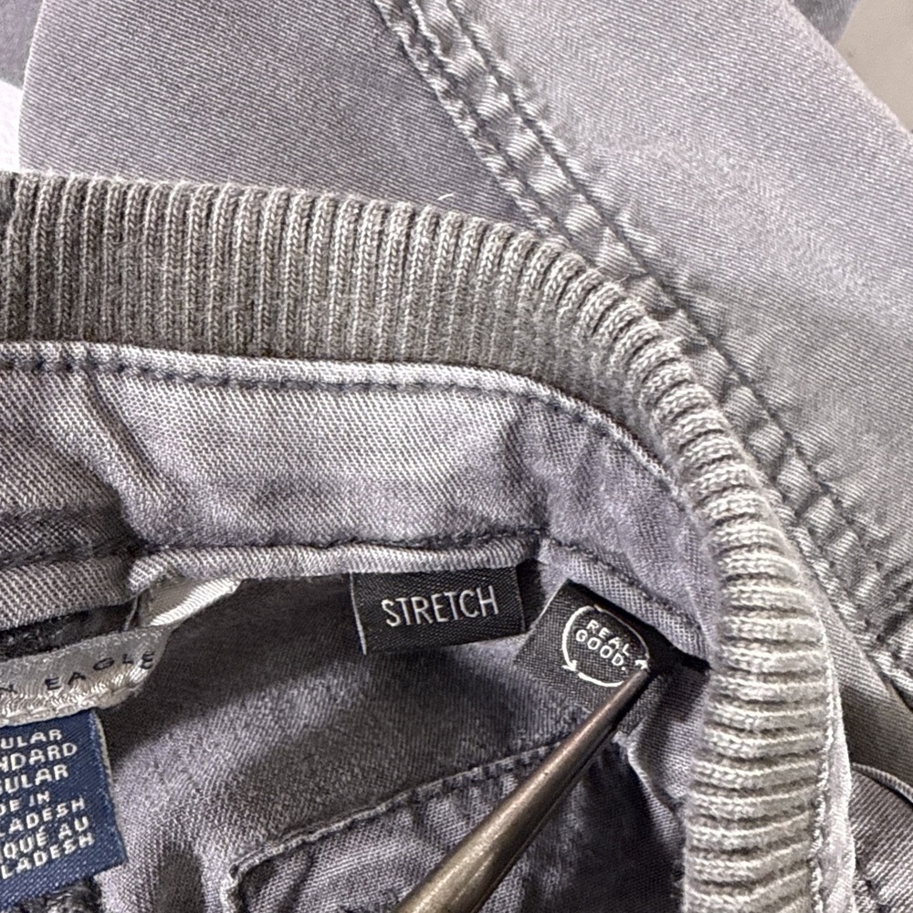 American Eagle Cargo‎ Pants Womens Size 4 Gray Wide Leg Skater Punk Y2K Stretch - Picture 8 of 10